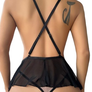 Abbigliamento da notte Sexy estivo da donna nuovo stile bianco trasparente alla moda in un unico pezzo aperto traforato per la vita - Product Image 5