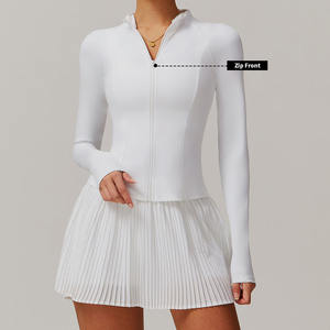 Faldas plisadas para correr para mujer, sujetador de gimnasio, Chaquetas deportivas ajustadas de manga larga, 3 uds., ropa atlética, conjuntos de faldas de tenis y Golf para Fitness - Product Image 4