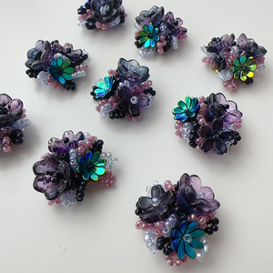 Chaussures perlées tissées à la main noires étuis de téléphone décoratifs accessoires de bricolage vêtements matériaux de fleurs décoratives - Product Image 3