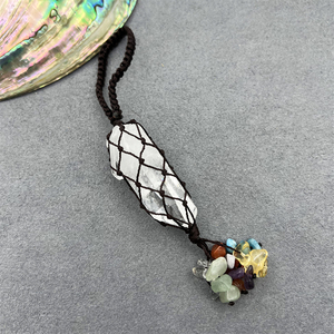 <strong>Wholesale</strong> Natural Rainbow Aura Quartz Clear <strong>Crystals</strong> Healing Point Stone Seven Chakra Pendants Hand Woven Tassel Car Hanging - Product Image 6