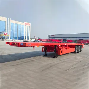 Disesuaikan 3 AS 40 kaki Flatbed semi-trailer 45ft kontainer Chassis Flatbed Semi Trailer dijual