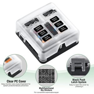 Caja de Fusibles Multivía para Vehículos y Barcos, Portafusibles Positivo y Negativo de 12 Vías, Modificación de Circuito con <span class=keywords><strong>Chip</strong></span> LED para Toyota, 1 Año de Garantía - Product Image 5