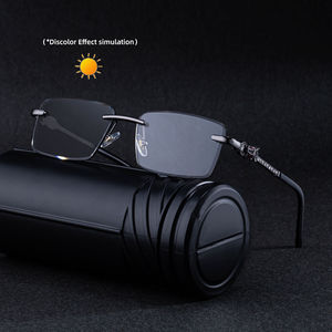 Nouvelles <span class=keywords><strong>lunettes</strong></span> <span class=keywords><strong>de</strong></span> <span class=keywords><strong>soleil</strong></span> rétro pour hommes Xcy, style européen et américain, sans monture, <span class=keywords><strong>photochromiques</strong></span>, UV400, avec bordure en diamant - Product Image 3