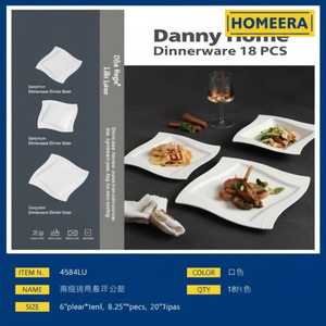 Set da cena in gres porcellanato da 18 pezzi piatti classici ecologici di lusso e piatti profondi per cene eleganti per gli hotel - Product Image 1