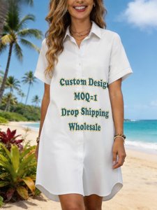 Vestido Camisero Midi Sexy Personalizado <span class=keywords><strong>con</strong></span> Estampado Tapa Hawaiano de las Islas del Pacífico, Impresión Bajo Demanda, Mini Vestido Hawaiano para Mujer a la Moda - Product Image 5