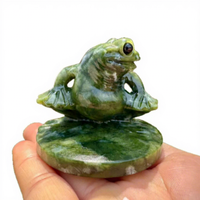 Figurine décorative de grenouille orientée vers l'arrière en cristal naturel poli, best-seller, objet de collection culturelle