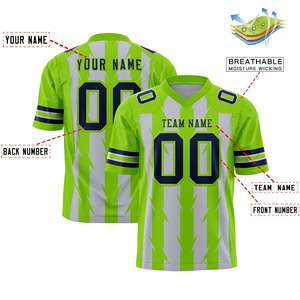 Maillot de football américain personnalisé avec motif graffiti rayé vert néon gris - Product Image 2