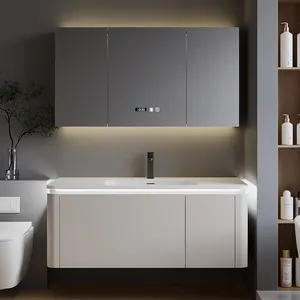 Euro estilo de alta qualidade banheiro vanity cinza e branco armário 36 polegadas vanity set com suspensório uma pia