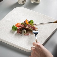 Offre Spéciale 8/10 pouces en relief mat plat de service assiettes carrées ensembles vaisselle assiette en céramique pour restaurant