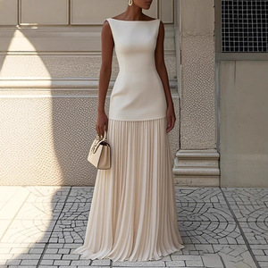 Vestido Largo Informal <span class=keywords><strong>de</strong></span> Diario con Cuello Barco y Pliegues, Personalizado, Elegante, Formal, para <span class=keywords><strong>Fiesta</strong></span>, <span class=keywords><strong>de</strong></span> Noche, para Mujer, <span class=keywords><strong>de</strong></span> Fábrica - Product Image 4