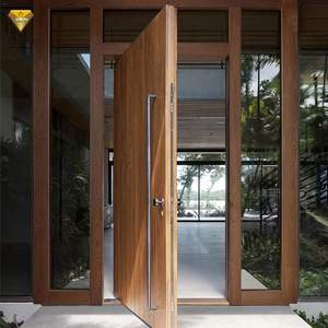Design minimaliste personnalisé haut de gamme Portes <span class=keywords><strong>d</strong></span>'<span class=keywords><strong>entrée</strong></span> extérieures à pivot en bois massif pour villas Factory Direct - Product Image 4