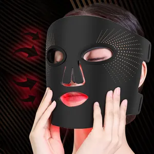 OEM Home Use Spa Skincare 3 colori Led per la terapia del viso mascherina per la luce Timing Soft Silicon rosso blu maschera per la bellezza del viso a Led a infrarossi