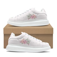 Logo personnalisé motif de fleurs tropicales MQ chaussures classiques de skateboard chaussures de sport pour hommes en vrac en cuir semelle épaisse baskets décontractées
