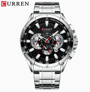 Montre-bracelet de sport pour homme, mouvement à quartz, en acier inoxydable 8363, étanche 3 ATM, style simple et luxueux - Product Image 4