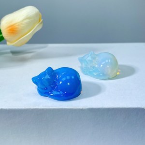 Crystal Quartz Sleeping <b>Cat</b> Carving Crystal Crafts <b>Cat</b> Carvings for <b>Gift</b> Decoration - Product Image 4