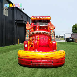 Tobogán Acuático Inflable Comercial con Piscina Combinada, 18 pies, Doble Carril, Diseño Volcán, PVC de Alta Resistencia, para Alquiler en Fiestas - Product Image 2