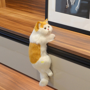 Patung kucing realistis gantung boneka kucing hewan kucing putih mainan realistis hadiah Hari ulang tahun tidur Natal - Product Image 3