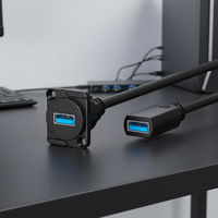 Kabel Ekstensi USB3.0 Female Berbahan Zinc Alloy untuk Panel Mount, Flange Mount, USB Cabinet, Chassis Flush Mount, dan Feedthru