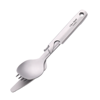 Ensemble de couverts en titane mat pur pour le camping en plein air ensemble de couverts ustensile cuillère fourchette couteau avec ouvre-bouteille