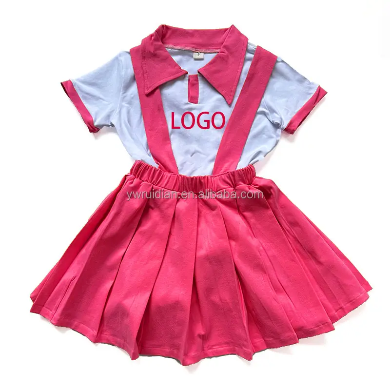 Baby girl suspenders pleated skirt 2 pieces custom logo 32 colors 0-16 years old children's clothing