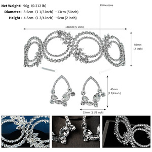 Parure de Mariée <span class=keywords><strong>2</strong></span> Pièces : Couronne et Boucles d'Oreilles en Alliage Plaqué Argent avec Strass pour Fiançailles et Soirées Habillées - Product Image 6