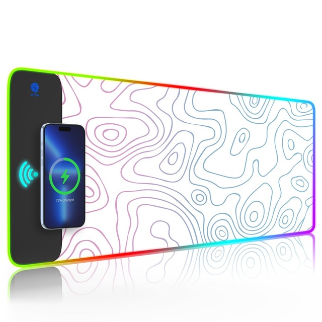 RGB PC Gaming Mouse Pad 10W Fast Wireless Charging Mouse Pad Foldable Stand Design Soft and Anti-Slip Mouse Mat for Home Office