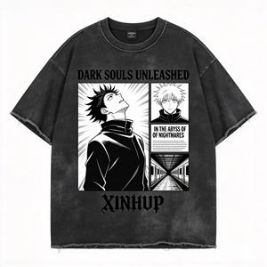 T-shirt pour homme en coton à manches courtes, couleur personnalisée, logo OEM, design personnalisé, anti-boulochage et coupe ample, style streetwear - Product Image 2