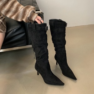 Botas de Ante por Encima de la Rodilla para Mujer, Novedad 2026, Estilo Retro, Versátiles, Tacón Fino, Punta Puntiaguda, Aumentan la Estatura - Product Image 5