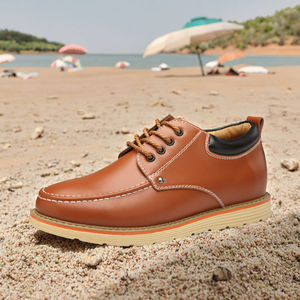 Zapatos de Vestir para Hombre, Modelo Nuevo YT, de Cuero Genuino, con Cordones, Diseño a Cuadros, Punta Redonda, Transpirables, con Aumento de Altura, para Otoño - Product Image 3