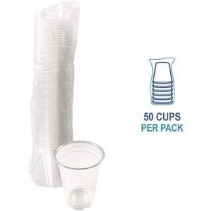 Boardwalk 14 Oz. Gobelets en plastique jetables PET transparents pour boissons froides, vodka, eau minérale - 50/paquet - Product Image 2