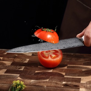 Ensemble de 8 couteaux de cuisine en acier damas VG10 ultra-affûtés à 67 couches, forgés à la main, avec motifs, comprenant couteau de chef, kiritsuke, couteau à trancher, couteau à pain et couteau santoku. - Product Image 2