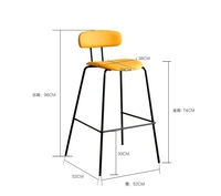 Chaise de bar nordique avec dossier en acier inoxydable, chaise haute moderne simple et luxueuse pour bar et café