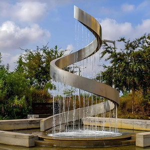 Fontana d'<span class=keywords><strong>acqua</strong></span> moderna in acciaio inox, scultura astratta per giardino, cascata da esterno, fontana scultorea. - Product Image 4