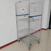 Chariot de stockage à roulettes en treillis métallique galvanisé, réglable, à quatre roues, double face, pour logistique OEM