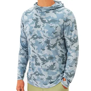 Camo Patroon Bamboe Spandex Hoodie Lange Mouw Ademend Eco-vriendelijke Upf 30 + Bamboe Hoodie Vissen Shirt Moq 600Pcs