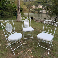 Sillas Plegables Blancas Acolchadas de Acero para Exteriores, Apilables, para Comedor, Bodas, Eventos Comerciales, Sillas y Mesas Plegables para Eventos