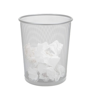 Mesh Metal Waste Basket Sustainable Paper Basket Large Round Garbage Storage Waste Bin <strong>Trash</strong> - Product Image 3