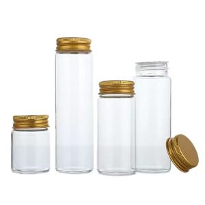 Bouteille en verre transparent pour aliments, avec couvercle en aluminium doré, bouteille scellée, capsule de bonbons, bouteille divisée - Product Image 2
