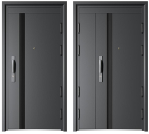 Porte d'entrée simple moderne en acier, cadre extérieur, design à rayures de sécurité, fonction antivol, manuelle, fabrication chinoise - Product Image 3