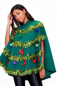 Vestido de hada con forma de árbol para mujer, con capa con capucha, diseño 3D, disfraz de Navidad - Product Image 2
