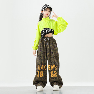 Costumi da ballo jazz leopardati per ragazze, abiti da hip-hop e street dance, abbigliamento per esibizioni e allenamenti di jazz - Product Image 3