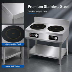 High Efficiency Commercial Double Burner Induction Cooker Stainless Steel <b>Standing</b> 2 Head Induction Hob for Restaurant Range - Product Image 3