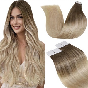 LaaVoo <span class=keywords><strong>Extension</strong></span> per <span class=keywords><strong>capelli</strong></span> invisibili con nastro <span class=keywords><strong>biadesivo</strong></span>, <span class=keywords><strong>capelli</strong></span> umani Remy lisci, Balayage castano biondo, 20 pezzi, 50g, 16 pollici, vari colori - Product Image 3