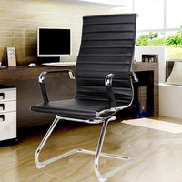 Chaise de bureau ergonomique moderne et minimaliste de style simple, avec base en acier, pivotante, en cuir, pour invités, personnel et cadres
