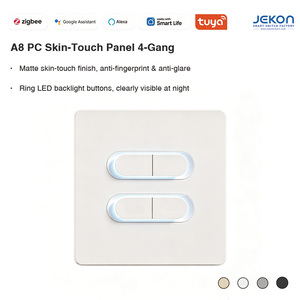 สวิตช์ไฟอัจฉริยะแบบสัมผัส Tuya Zigbee 3.0 A8 4 ปุ่ม รุ่นบางพิเศษ 86 ขนาด 6 มม. AC110V 250V ไฟวงแหวน LED  รองรับ <span class=keywords><strong>Alexa</strong></span> และ Google Voice Cont - Product Image 5