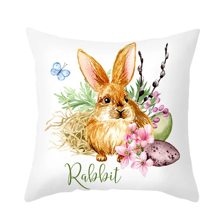 New Arrival Easter Themed Throw Pillow Couch Home Decor Flowers Bunny Cushion Cover for Living Room Bed Sofa