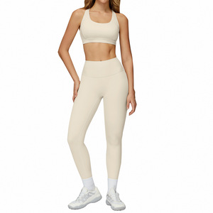 Ensemble de yoga Disko Sport TZ7011 deux pièces, couleur unie, col rond, leggings ajourés pour fitness, course à pied et entraînement - Product Image 5