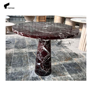 Tostone <span class=keywords><strong>Vintage</strong></span> <span class=keywords><strong>Rosso</strong></span> lucido Levanto <span class=keywords><strong>tavolo</strong></span> rotondo in marmo per Hotel appartamento casa soggiorno decorazione cucina - Product Image 5