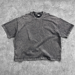 Camiseta Corta con Estampado Personalizado y Lavado Ácido, Estilo Vintage Hip Hop para Hombre, Corte Cuadrado 2026 - Product Image 4