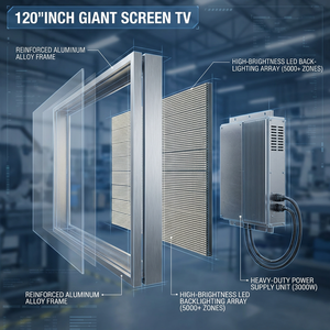 Téléviseur intelligent QLED 4K de 110-120 pouces, 120 Hz, Android, WiFi, fin, à cadre fin, avec haut-parleurs intégrés, pour la maison, la cuisine, l'hôtel, le stade - Product Image 3